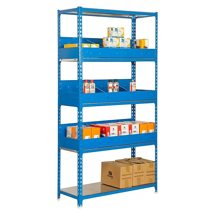 Simonrack Simonclick Estantería metálica Simondivisor Plus - L x An x Al: 40 x 100 x 200 cm, Capacidad de carga: 200 kg/balda, Número de baldas: 5 ud., Azul