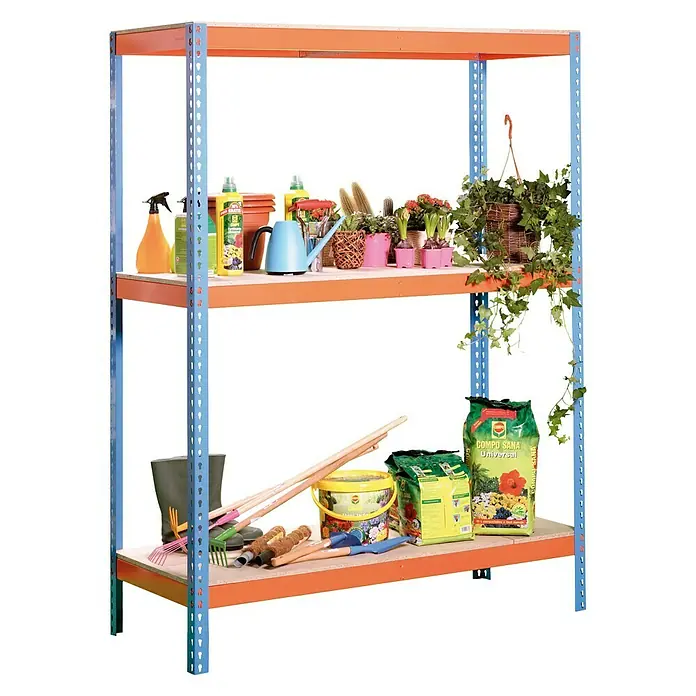 Simonrack Ecoforte Estructura de estantería - L x An x Al: 45 x 150 x 200 cm, Capacidad de carga: 400 kg/balda, Número de baldas: 3 ud., Azul/Naranja
