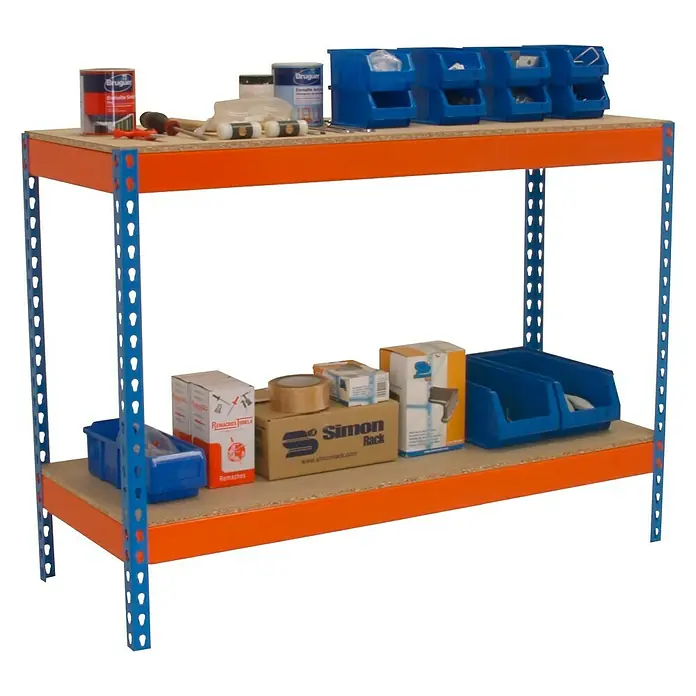 Simonrack Simonwork Mesa de trabajo Basic 2 - L x An x Al: 60 x 120 x 90 cm, Capacidad de carga: 400 kg, Azul/Naranja