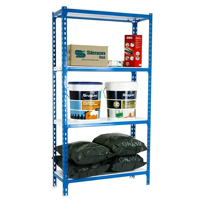 Simonrack Simonclick Estantería metálica Mini - L x An x Al: 50 x 80 x 150 cm, Capacidad de carga: 180 kg/balda, Número de baldas: 4 ud., Azul