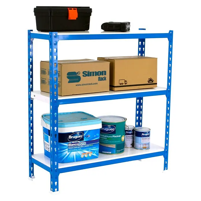 Simonrack Simonclick Estantería metálica Superplus - L x An x Al: 40 x 110 x 90 cm, Capacidad de carga: 180 kg/balda, Número de baldas: 3 ud., Azul