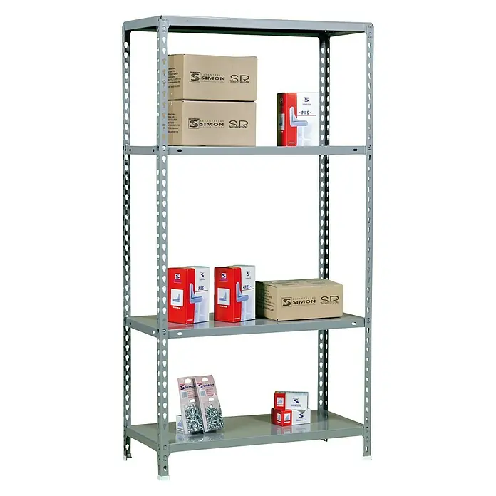 Simonrack Simonclick Estantería metálica Ecoclick Mini - L x An x Al: 30 x 80 x 160 cm, Capacidad de carga: 150 kg/balda, Número de baldas: 4 ud., Gris