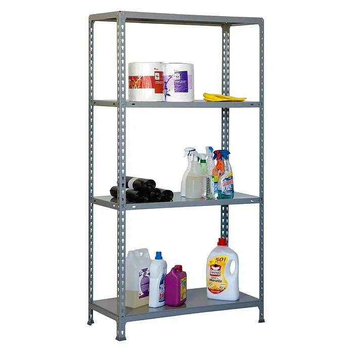 Simonrack Simonclick Estantería metálica Ecoclick Mini - L x An x Al: 30 x 80 x 160 cm, Capacidad de carga: 150 kg/balda, Número de baldas: 4 ud., Gris