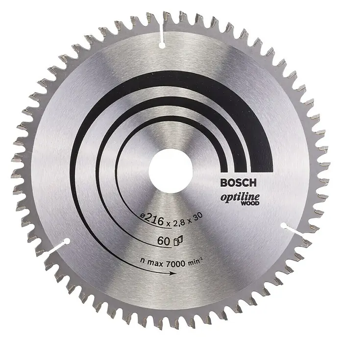 Bosch Professional Disco de sierra Optiline Wood - Diámetro: 216 mm, Orificio: 30 mm, 60 dientes