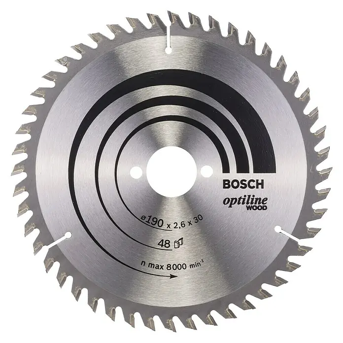 Bosch Cirkelzaagblad Optiline Wood - Diameter: 190 mm, Boorgat: 30 mm, Aantal tanden: 48 tanden