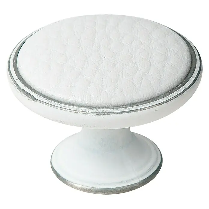 Nesu Pomo para muebles Piel blanco - Ø x Al: 37 x 26 mm