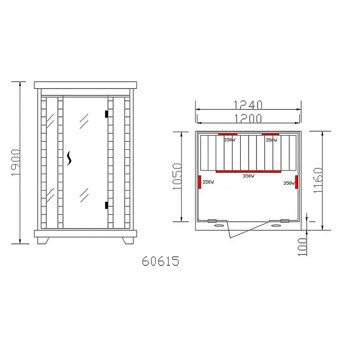Sanotechnik Infrarotkabine Carmen - 1.750 W, 5 Keramikstrahler, 116 x 124 x 190 cm