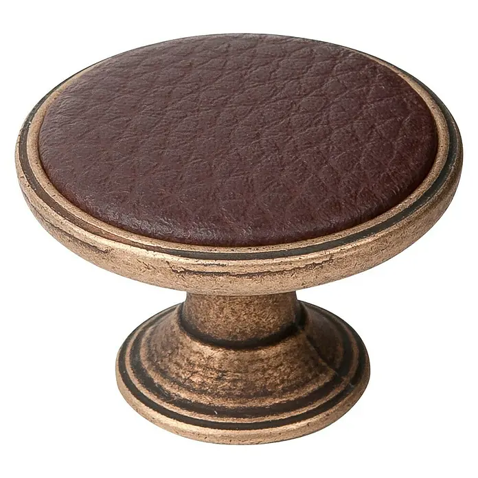 Nesu Pomo para muebles Cuero marrón - Ø x Al: 37 x 26 mm