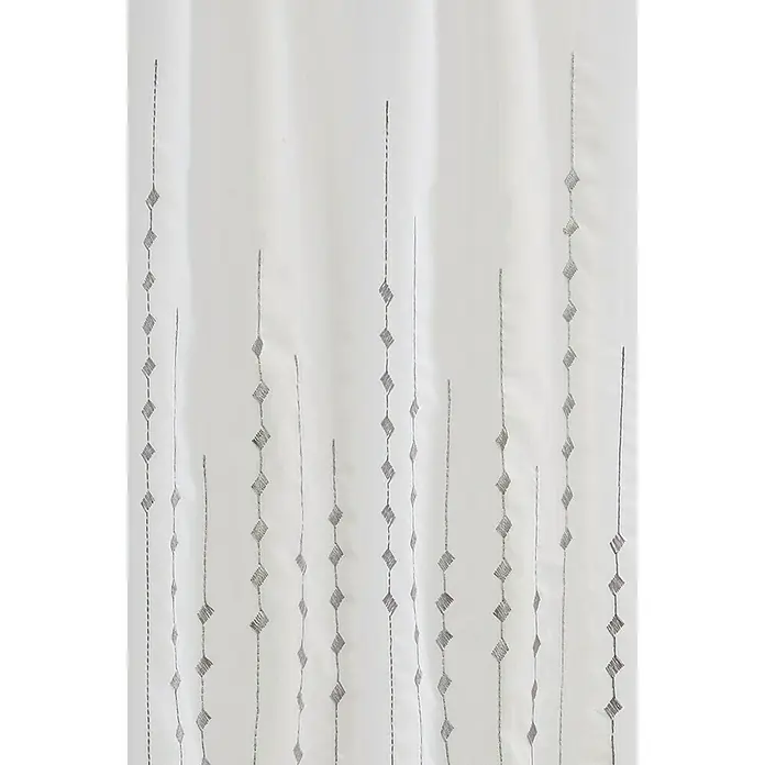 Elbersdrucke Bistrogardine Helio - 140 x 48 cm, 100 % Polyester, Bestickt, Weiß/Grau - Detailaufnahme