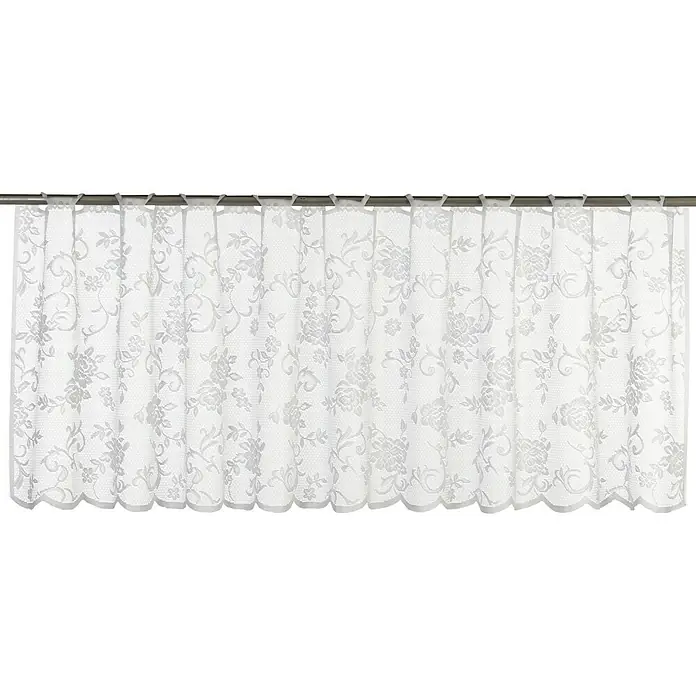 Elbersdrucke Bistrogardine Rosanne - 160 x 45 cm, 100 % Polyester, Floral, Weiß - Vorderansicht