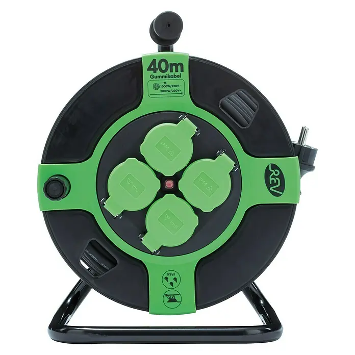 Kabeltrommel - 4-fach, 40 m, 3.000 W, H05RR-F3G1,5