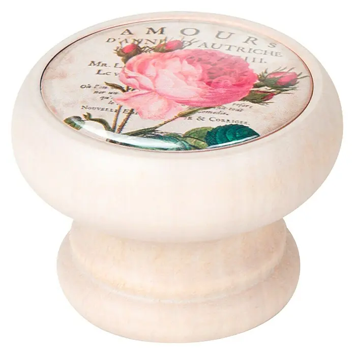 Nesu Pomo para muebles Rosas - Ø x Al: 40 x 29 mm, Madera