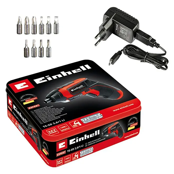 Einhell Expert Akkuschrauber TE-SD 3,6/1 Li - 3,6 V, 1,5 Ah, Leerlaufdrehzahl: 180 U/min