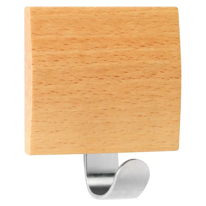 Inofix Colgador adhesivo 2320 - 1 ud., Madera, Haya, Cuadrado