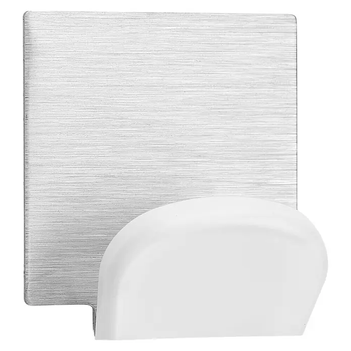 Inofix Colgador adhesivo 2078 - 2 ud., Acero inoxidable, Blanco, Cuadrado