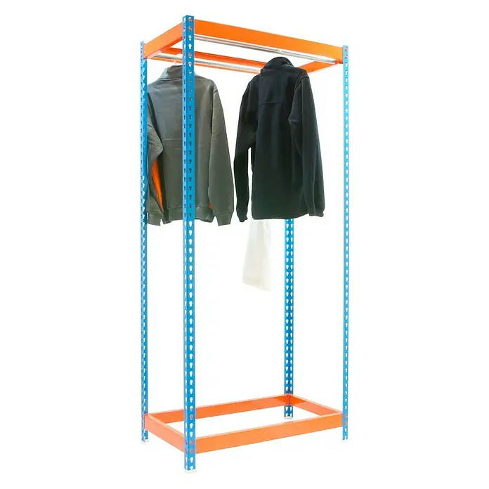 Simonrack Simonclothing Estantería metálica Forte Single 2 - L x An x Al: 60 x 150 x 200 cm, Capacidad de carga: 30 kg/balda, Azul/Naranja