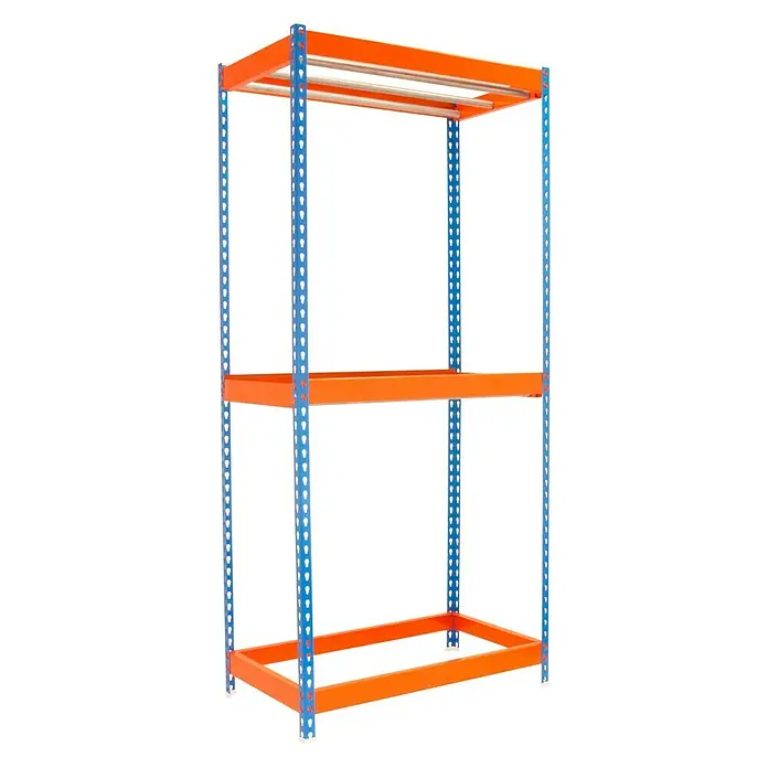 Simonrack Simonclothing Estantería metálica Forte Double 3 - L x An x Al: 75 x 150 x 300 cm, Capacidad de carga: 30 kg/balda, Azul/Naranja