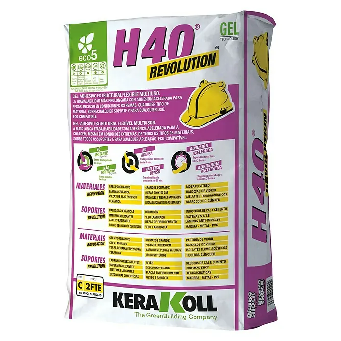 Kerakoll Cemento cola Gel H40 Revolution - 25 kg, Apto para: Gres