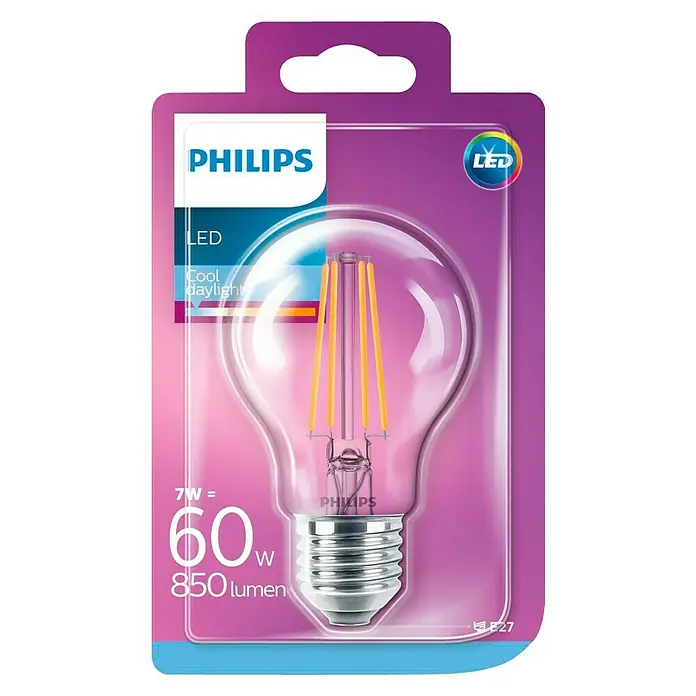 Philips Bombilla LED Vintage - 7 W, E27, Color de luz: Blanco frío, Redonda