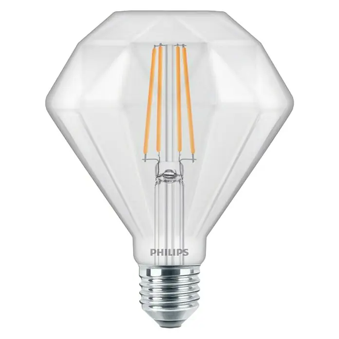 Philips Bombilla LED Modern Deco - 5 W, E27, Color de luz: Blanco cálido, Intensidad regulable, Diamante