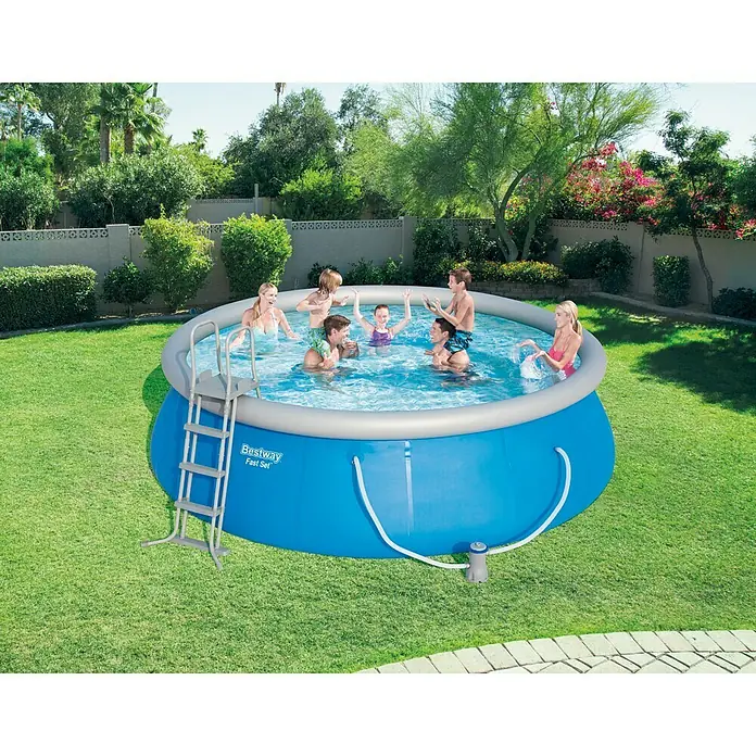 Bestway Easy-Pool-Set - Ø x H: 4,57 x 1,07 m, Fassungsvermögen: 13.810 l, Blau, Grau