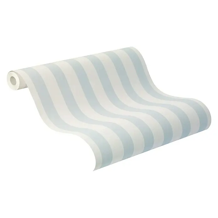 Rasch Bambino Papiertapete - Hellblau, Streifen, 10,05 x 0,53 m - Anwendungsbeispiel