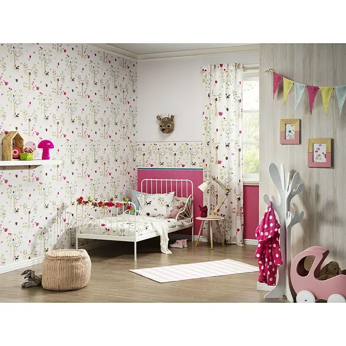 Rasch Bambino Papiertapete - Hellgrau, Uni, 10,05 x 0,53 m - Stimmungsaufnahme