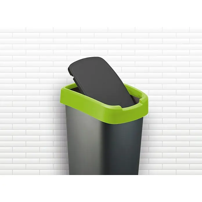 Rotho Kanta za otpad Twist - 10 l, Antracit-zelena, Kvadratno, Polipropilen - Pogled s desne strane