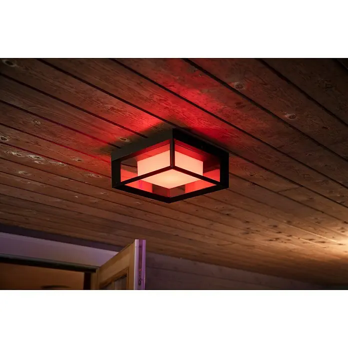 Philips Hue LED-Außenwandleuchte White & Color Ambiance Econic Quadratisch - 15 W, 11,5 x 26 x 26 cm, Schwarz, IP44