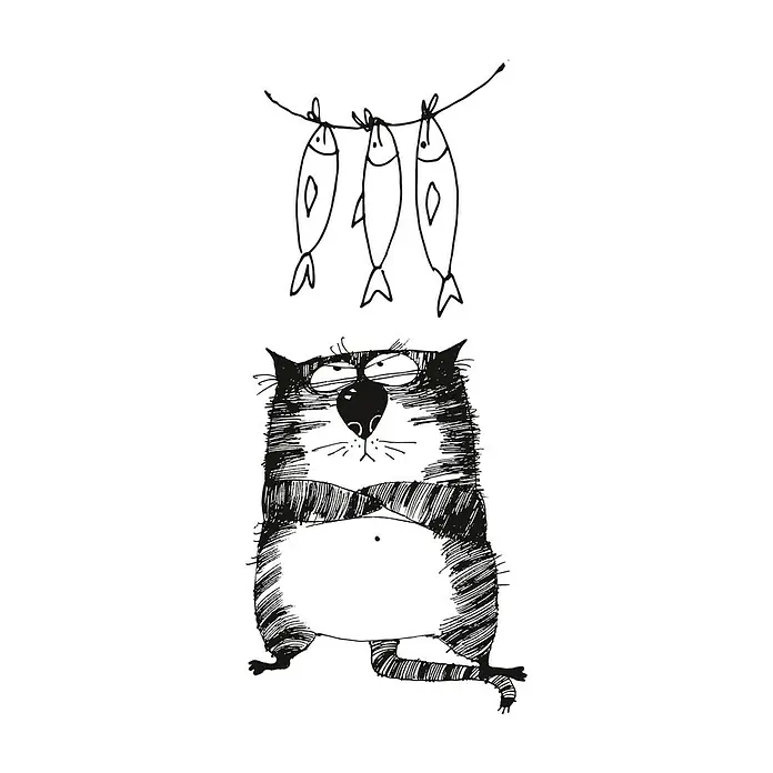 Adhesivos decorativos Gatos - Gatos, Blanco/Negro, 15 x 31 cm