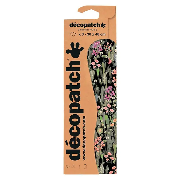 Décopatch Papel decorativo Wild flowers - 3 ud., 40 x 30 cm
