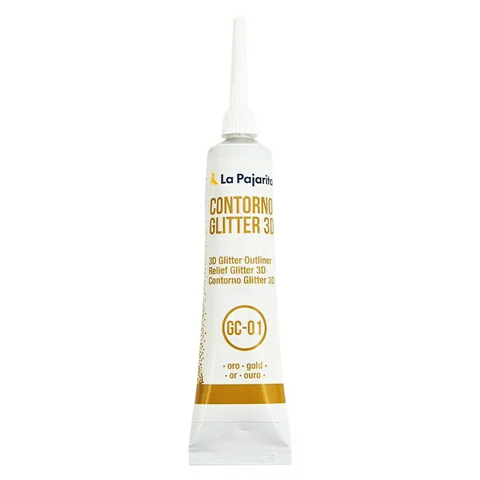 La Pajarita Pintura tejidos Contorno Gliter - Oro viejo, 20 ml