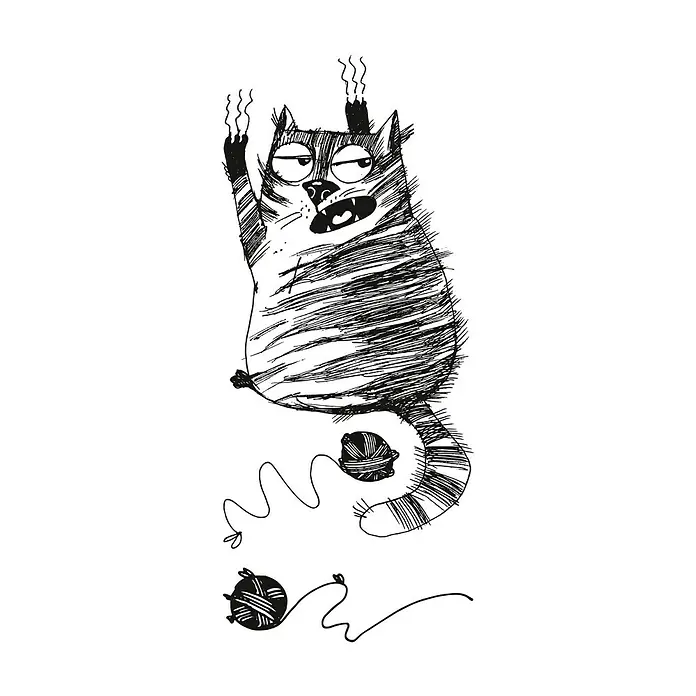Adhesivos decorativos Gatos - Gatos, Blanco/Negro, 15 x 31 cm