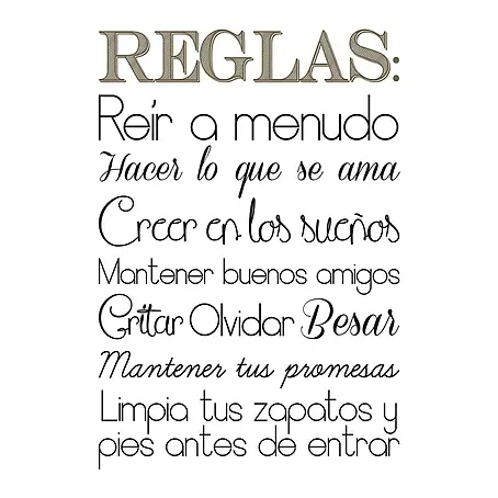 Adhesivos decorativos textos: Reglas