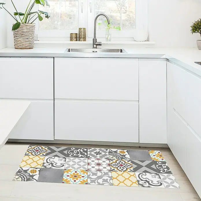 Alfombra de vinilo Croma Patch - Gris, Amarillo, 110 x 50 cm