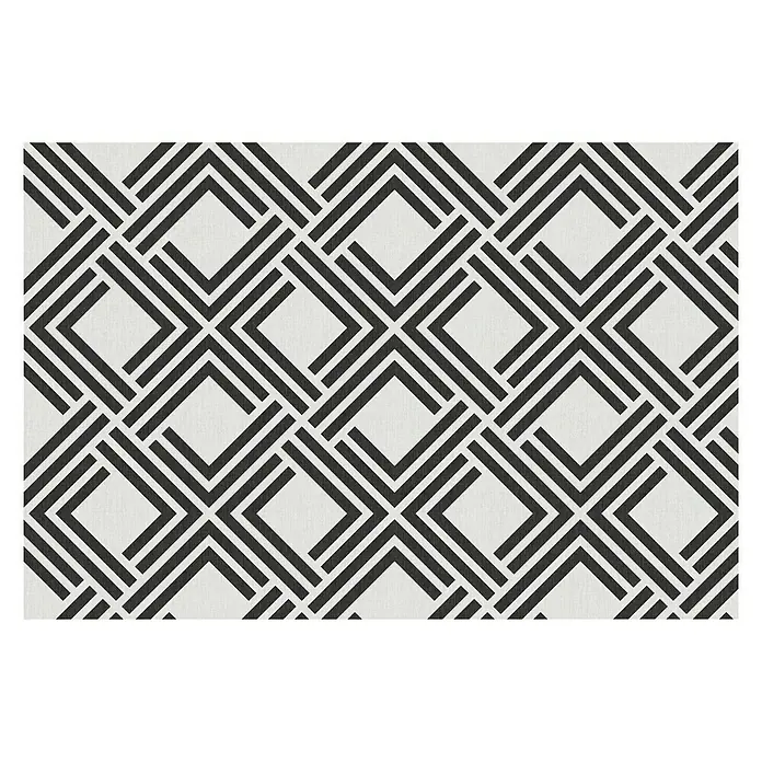Alfombra Living geométrica - Negro, 90 x 60 cm, 70% PVC y 30% PES