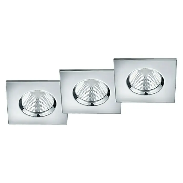 Trio Lighting Set de focos LED empotrables Zagros cuadrado - 3 × 5,5 W, Color de luz: Blanco cálido, L x An x Al: 6,5 x 8,5 x 8,5 cm, Cromo