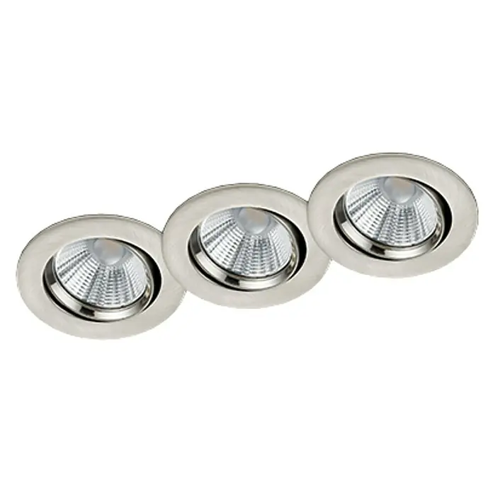 Trio Lighting Set de focos LED empotrables Pamir - 3 × 5,5 W, Color de luz: Blanco cálido, Diámetro: 8,5 cm, Níquel mate, 3 ud.