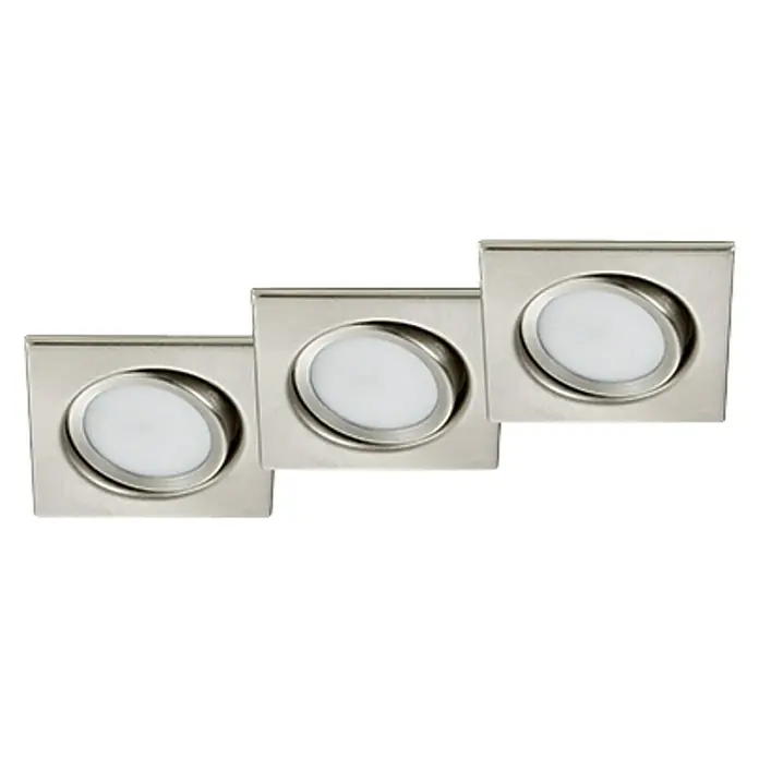 Trio Lighting Set de focos LED empotrables Rila cuadrado - 3 x 5 W, Color de luz: Blanco cálido, L x An x Al: 8 x 8 x 3,4 cm, Níquel mate