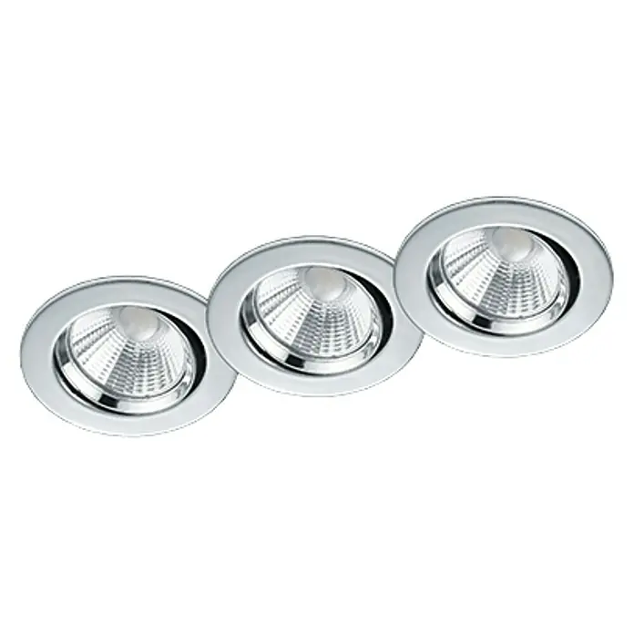 Trio Lighting Set de focos LED empotrables Pamir - 3 × 5,5 W, Color de luz: Blanco cálido, Diámetro: 8,5 cm, Cromo, 3 ud.