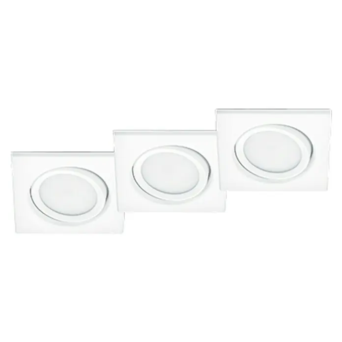 Trio Lighting Set de focos LED empotrables Rila cuadrado - 3 x 5 W, Color de luz: Blanco cálido, L x An x Al: 8 x 8 x 3,4 cm, Blanco