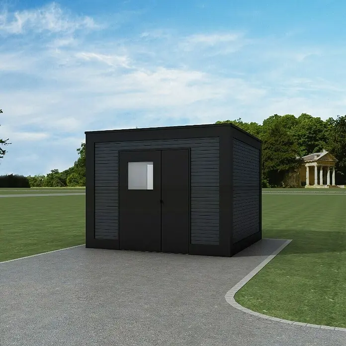 Abson Gerätehaus - 3,3 x 3 m, Passend für: Abson Carports - Vorderansicht