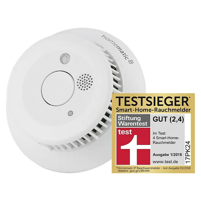 Homematic IP Funkrauchwarnmelder HmIP-SWSD - Batteriebetrieben, Ø x H: 11 x 4,5 cm - Linke Seitenansicht