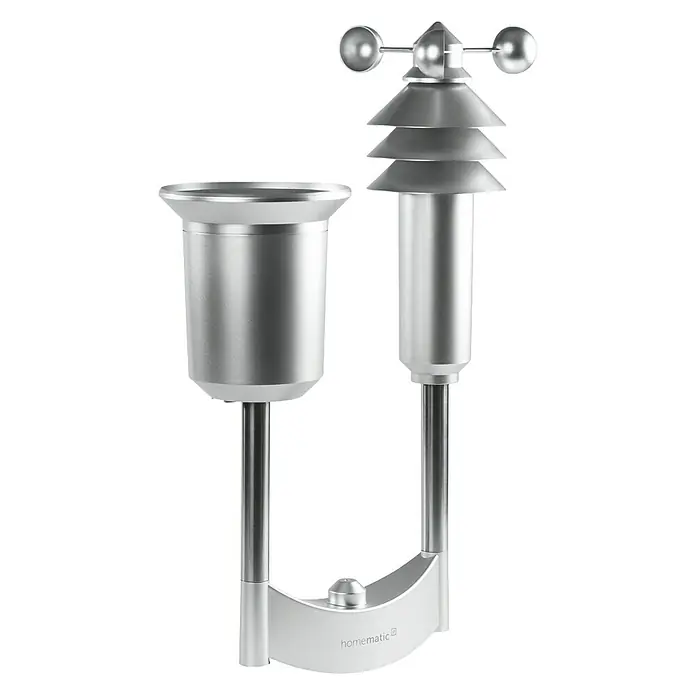 Homematic IP Funk-Wettersensor Plus - Batteriebetrieben, 15 x 35 x 53 cm, Edelstahl - Linke Seitenansicht