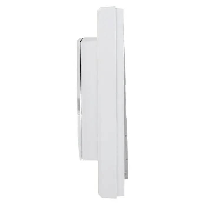 Homematic IP Funk-Temperatursensor HmIP-STHD - Weiß, 25 x 86 x 86 mm, Batteriebetrieben, Display - Linke Seitenansicht