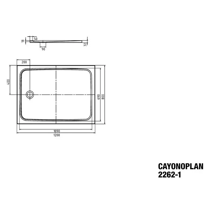Kaldewei Duschwanne Cayonoplan 2262-1 - L x B: 120 x 80 cm, Stahl, Weiß