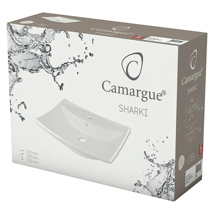 Camargue Nadgradni umivaonik - Š x D: 50 x 39 cm, Bez posebne glazure, Rupa za slavinu: Sredina, S preljevom, Bijela boja