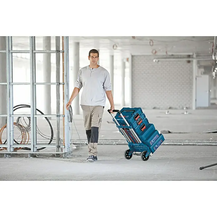 Bosch Professional Klappsackkarre Alu-Caddy - Material: ABS, Passend für: Bosch Professional Werkzeugkoffer L-BOXX - Anwendungsbeispiel