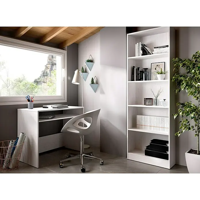 Estantería de madera DJ - L x Al: 26 x 185 cm, Melamina, Blanco