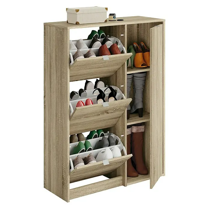 Muebles Pitarch Zapatero Trevi - L x An x Al: 37 x 85 x 122 cm, Marrón, Número de compartimentos: 3 ud.